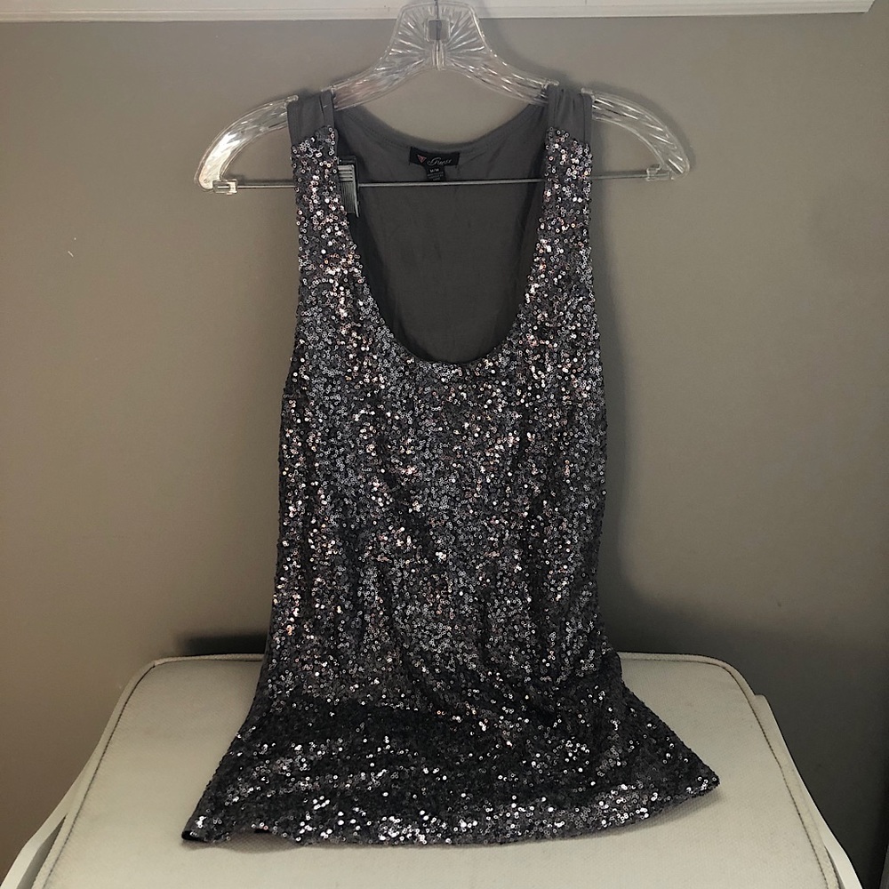 Silver Sequined Guess Camisole, Size Medium